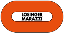 Panneau de stop personnalisé avec le texte "LOSINGER MARAZZI" pour une signalisation unique.